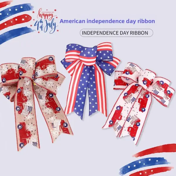 oly-26dfae2d0c4c98d181ae1fab14e5ae45 Wholesale Small Size Linen Stars American Independence Day Decoration Party Supplies Bowknot Tablecloth Hanging Decorations