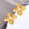Wholesale 1 Pair Glam Retro Flower Plating Inlay Stainless Steel Artificial Pearls Ear Studs