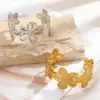 Wholesale 304 Stainless Steel Solid Color PVD Coated Natural Stone Titanium Steel 18K Gold Real Gold Plated Cute Modern Style Shiny Waterproof Non Tarnish Surgical Steel Bangle