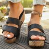 Wholesale one-word sandals and slippers women’s spring muffin thick-soled wedge slippers