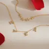 Wholesale Waterproof Non Tarnish Letter Necklace For Women With 18K Gold Plated PVD 304 Stainless Steel And Rhinestones