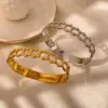 Wholesale Minimalist Leaf Arrangement Titanium Steel Vacuum Plated Handmade Bracelet