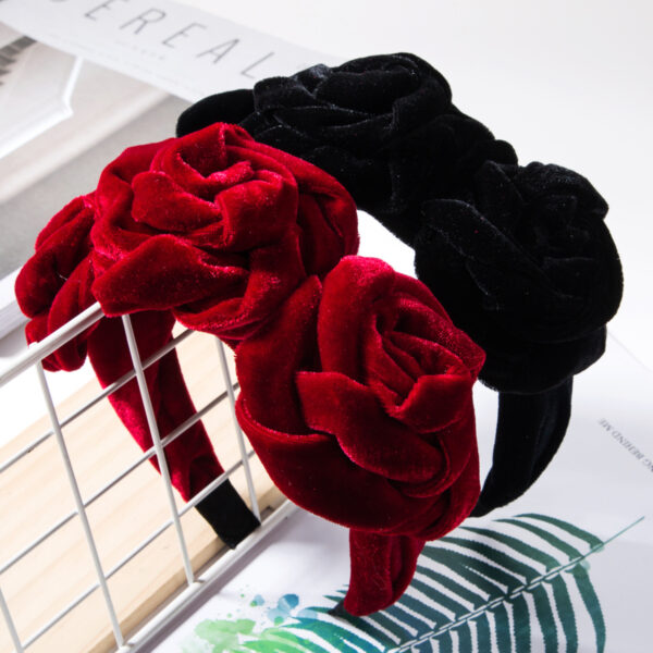 Wholesale Creative Korean version of multi-layer gold velvet flower big flower hairband Lady sexy headband fashion online popular street racket