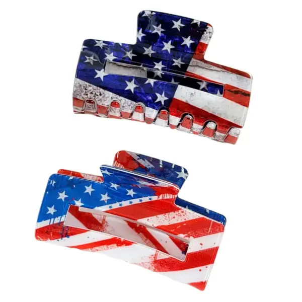 Wholesale American Flag Hair Claws For Women In Blue Acrylic, Commute Style Hairpin, Perfect For Independence Day