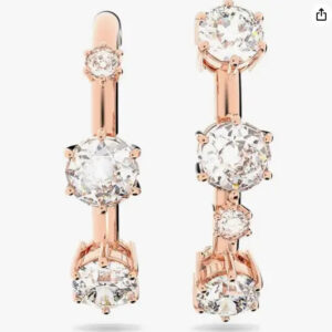 Rose gold bamboo joint three-diamond stud earrings