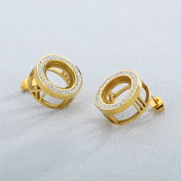 Wholesale PVD Coated 18K Gold Plated Round Stainless Steel Simple Style Waterproof Non Tarnish Ear Studs