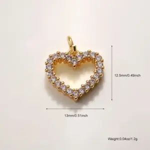 A985 Gold Zircon Heart