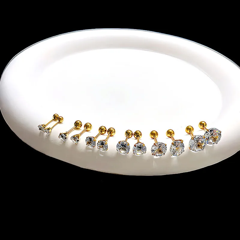 Wholesale 1 Piece Simple Style Classic Style Geometric Plating 304 Stainless Steel Ear Studs