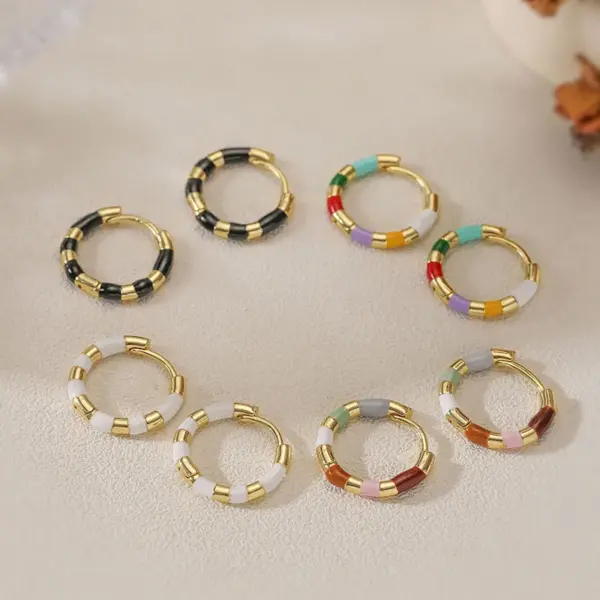 Wholesale 1 Pair Elegant Cute Sweet Round Enamel Plating Copper 18K Gold Plated Earrings