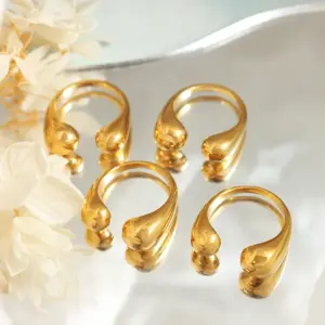 Wholesale PVD Coated Real Gold Plated 18K Gold Irregular Geometric 304 Stainless Steel Simple Style Waterproof Non Tarnish Open Ring