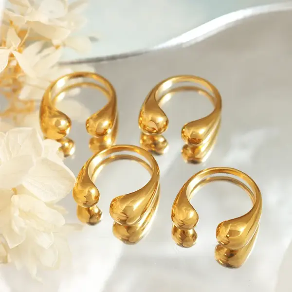 Wholesale PVD Coated Real Gold Plated 18K Gold Irregular Geometric 304 Stainless Steel Simple Style Waterproof Non Tarnish Open Ring