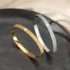 Wholesale 16K Real Gold Plated Platinum Plated 304 Stainless Steel Vacuum Electroplating (In Furnace) Round (Jewelry) Waterproof Non-Fading Bracelet For Unisex Minimalist Cool Style Bracelet For Women High-End Daily Electroplating Non-Fading Jewelry