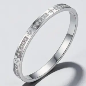 52-A-1 Steel-Colored Diamond-Embellished Bracelet