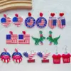 Wholesale 1 Pair Casual Classic Style Dinosaur Heart Shape American Flag Arylic Drop Earrings