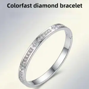 Wholesale Waterproof Non Tarnish Titanium Steel Shell Bangle For Women In Steel Color With Real Gold Plated And Zircon Inlay