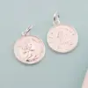 Wholesale 925 Silver Queen Round Pendant Grid DIY Bracelet Necklace Charm Jewelry Accessories Cross Moon Lion American Flag Design