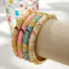 Wholesale Electroplated Flowers Bangle For Women In 304 Stainless Steel With 18K Real Gold Water Plating And Rhinestone Inlay