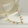 Wholesale Vacuum Electroplating (In Furnace) Plated 18K Real Gold Pearl 304 Stainless Steel Artificial Pearl Natural Stone Elegant Minimalist Style Lobster Clasp Necklace