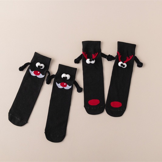 Wholesale Christmas Socks Red Magnetic Hand Socks for Couples Mid-Tube Warm Autumn and Winter Christmas Gifts for Holiday Couples