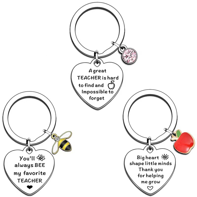 Wholesale Lady teacher gift teacher thanks gift Valentine's Day Christmas teacher gift metal Apple Keychain