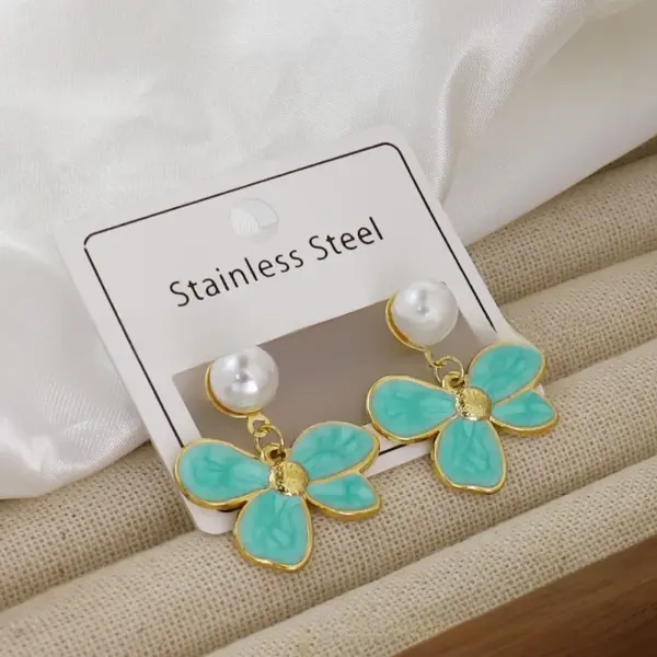 Wholesale Starfish Flower 304 Stainless Steel Marine Style Simple Style Drop Earrings