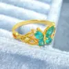 Wholesale Butterfly Claw Setting Ring For Women In Brass With 18K Real Gold Water Plating And Zircon Inlay