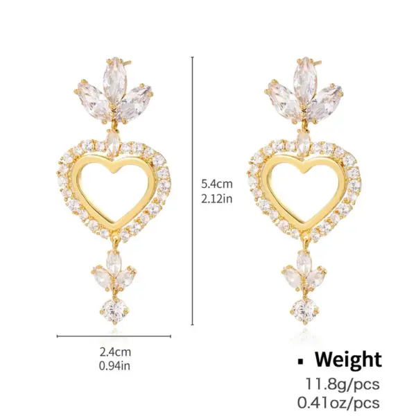 Wholesale Kengez Silver Needle Earrings Plated With Genuine Gold Copper Embedded Zircon Geometric Shape Versatile Luxury Fashion Jewelry