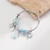 Wholesale Unisex New Style Butterfly Bangle Bracelet With Beading And Rhinestone Inlay In Natural Pink Alloy