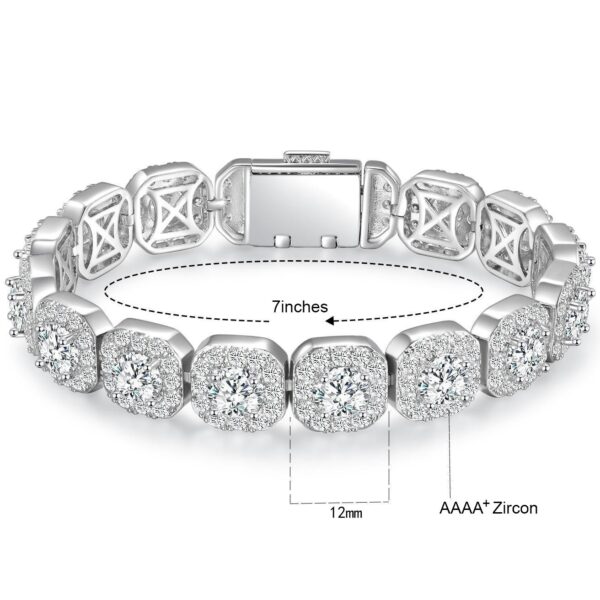 Wholesale Bracelet 12mm Wide Rock Sugar Chain Zircon Tennis Bracelet Flip Men's Hand Jewelry Trendy Factory Batch
