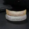 Wholesale Geometric Grillz In 304 Stainless Steel With Zircon Inlay, Waterproof Non Tarnish, PVD Coated Golden Plated With 0.01µm Thickness