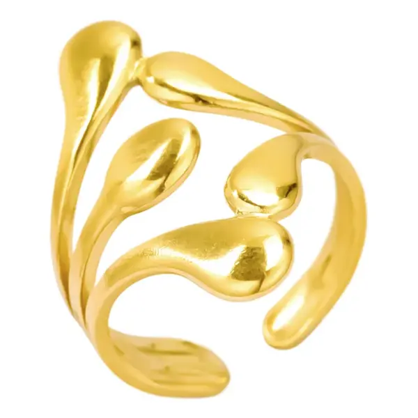 Wholesale Ion Plating (IP) Real Gold Plated 18K Gold Geometric 304 Stainless Steel Simple Style Waterproof Non Tarnish Open Rings