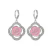 Wholesale Rose Earrings For Women In Natural Pink, New Style Alloy With Electroplated Gold Plating Process