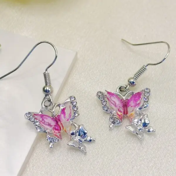 Wholesale 1 Pair Elegant Butterfly Feather Zinc Zinc Alloy Women's Drop Earrings Earrings