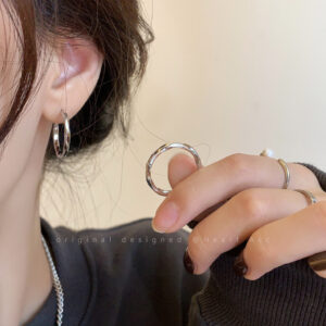 A1285 silver-silver simple high-end plain hoop earrings