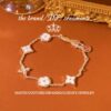 Wholesale Genuine gold-plated copper natural mother-of-pearl five-flower bracelet that won't fade.