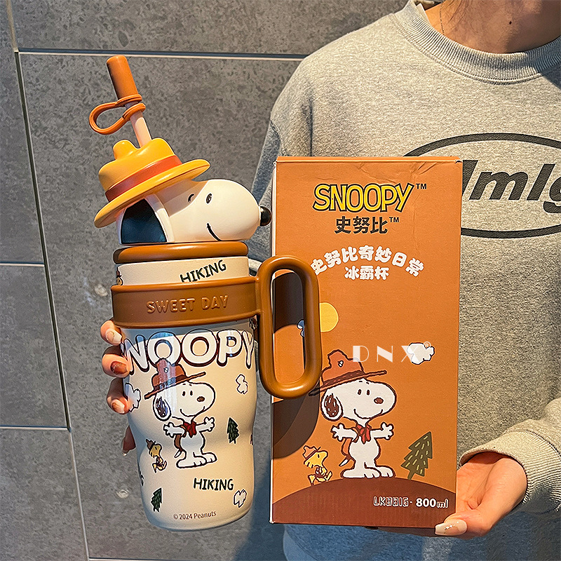 Wholesale Snoopy New Doll Thermos Creative Ice Cup Portable Handle Outdoor Sports Water Cup Male and Female Student Cup