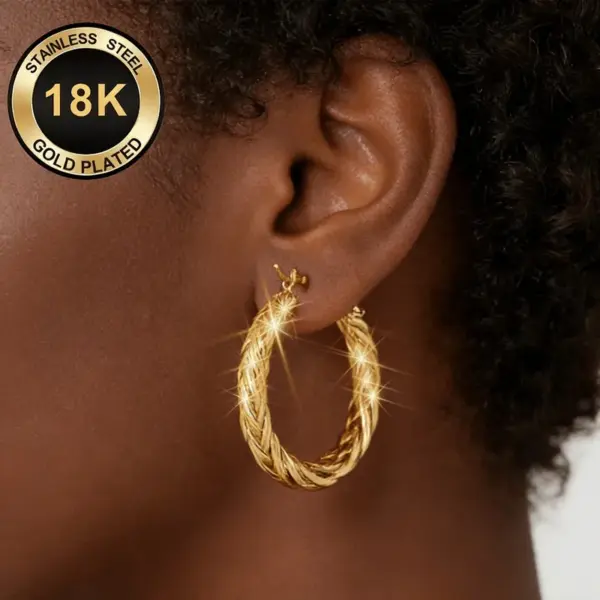 Wholesale Round Hypoallergenic Earrings In 304 Stainless Steel With 18K Real Gold PVD Coated Plating, 0.03µm Thickness, Unisex