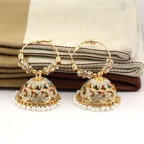Wholesale Bohemian Style Colorful Diamond Embedded Earrings Women's Fashion Jewelry Alloy Geometric Pattern Sweet Cool Style Ear Jewelry