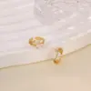 Wholesale Women’s Waterproof Non Tarnish Cross Stud Earrings In Copper With 18K Real Gold PVD Coating And Zircon Inlay