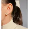 Wholesale 1 Pair Elegant Simple Style Commute Geometric Heart Shape Lines Enamel Inlay Brass Enamel 24K Gold Plated Ear Studs