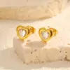 Wholesale 1 Pair Simple Style Heart Shape 201 Stainless Steel Ear Studs