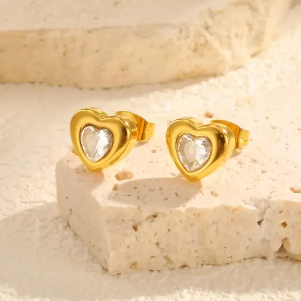 Wholesale 1 Pair Simple Style Heart Shape 201 Stainless Steel Ear Studs
