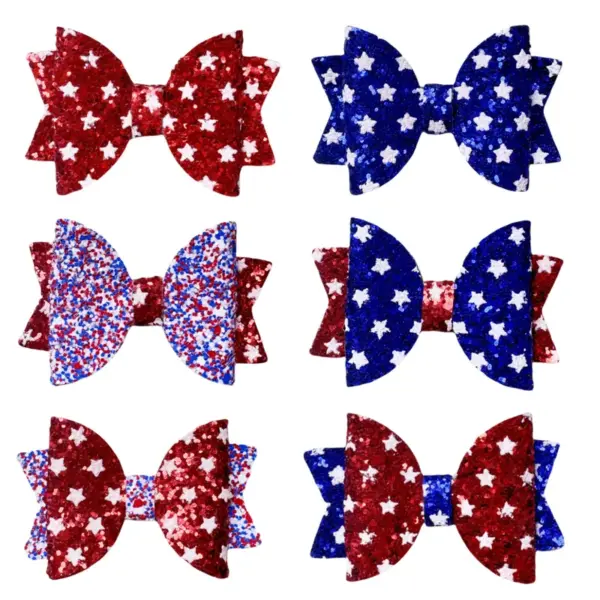 Wholesale Cartoon American Independence Day Hair Clip Star Bow Hair Accessories Festival Hair Clip Girl Hair Accessories
