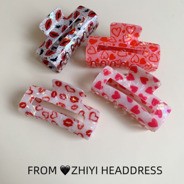Wholesale Love Cupid Rose Shark Clip Valentine's Day Large Rectangular Hairpin Grab Hairpin