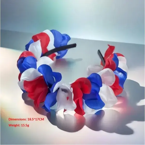 Wholesale Red White Blue Rose Petal Hairband Festival Party Hairband Fake Flower Hair Accessories Bohemian Unisex Headwear