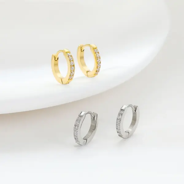 Wholesale PVD Coated 18K Gold Platinum Real Gold Plated Solid Color 304 Stainless Steel Elegant Simple Style Waterproof Non Tarnish Hoop Earrings