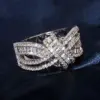 Wholesale Huajie Hollow Ribbon Sweet Gift Small Size Popular Design Personality Ring Women Luxury Ring Geometric Pattern Carved Copper Ring