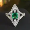 Wholesale Geometric Women’s Ring In Copper With White K Water Plating, Claw Setting Featuring Zircon Inlay