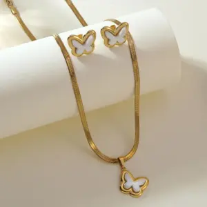 BD054EH+BD054XL-Butterfly Necklace Set
