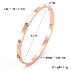 Finely carved 4mm [ten diamonds] zircon 18#Rose gold inner diameter 50x60mm